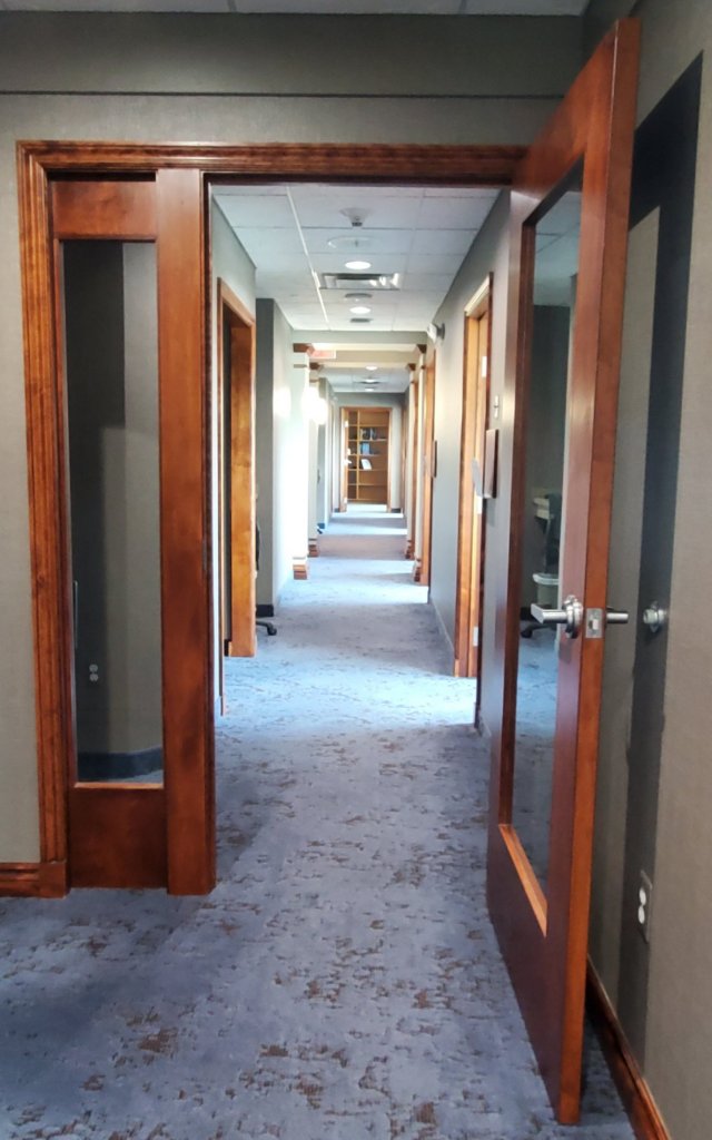 View down office hallway at {PRACTICE_NAME}